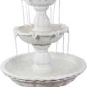 Sunnydaze 59" H Welcome 3-Tier Water Fountain - Large Electric Water Fountain with Pineapple Topper for Garden, Patio or Yard - White