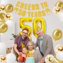 2 x 50th Anniversary Decorations Include Cheers to 50 Years Gold Glitter Banner,Cake Topper,Large 32" Foil Number Balloons,Latex Balloons,50th Birthday Party Decorations