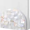 FoldTier Mosaic Mother of Pearl Inlay Napkin Holder Modern Napkin Holder for Bedroom Bathroom or Office Table and Countertop Decoration