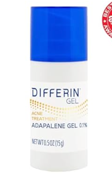 Differin Acne Treatment Gel, 30 Day Supply, Retinoid Treatment for Face with 0.1% Adapalene, Gentle Skin Care for Acne Prone Sensitive Skin, 15g Pump 