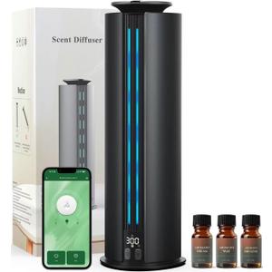 1800 Sq Ft Cordless Waterless Diffuser, 100ml Hotel Collection Diffuser Scent Air Machine for Home Cold Air Essential Oil Diffuser for Large Room Office Quiet (Black)