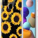Case for Samsung A21S, Galaxy A21S Case for Girls Women, Shockproof Clear Floral Soft Flexible TPU Slim Protective Phone Case Cover for Samsung Galaxy A21s 2020 (Sunflower)