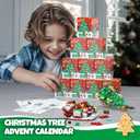 Advent Calendar 2025 Building Blocks Set with LED Light, 24 Days Christmas Countdown Calendar Building Blocks Xmas Thanksgiving Gifts for Adults Men Women (Green-(Christmas Tree))