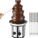 Chocolate Fountain, 4 Tiers Electric Melting Machine Chocolate Fondue Fountain Set with 6pcs Stainless Steel Forks, 4-Pound Capacity, Stainless Steel Cascading Fondue Heat Motor Controls Pot for Nacho