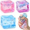 Ice Cube Fidget Toy for All Ages: 3 Pcs Sensory Squishy Fidget Toys, Square Stress Balls, Classroom Prizes, Anxiety Relief Stress Cube Gift for Kids Teens Adults
