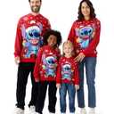 Disney Stitch Family Matching Christmas Hooded Snowflake Polka dots Character Allover Hoodie Long Sleeve Sweatshirt Red Stitch Kids 11-12 Years