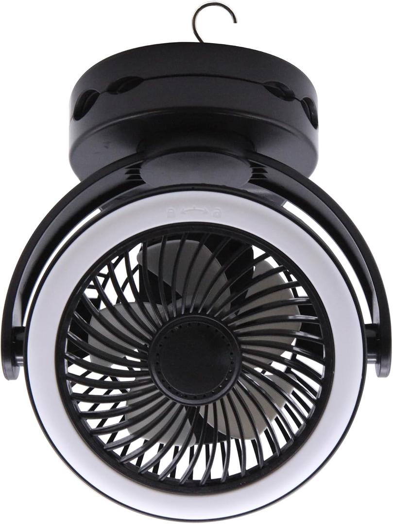Rechargeable RV Cooling Fan Light, 4-Speed Portable Desk Fan, Dia: 5.5inch, Rotatable Clip-On & Wall-Mount Fan for Home Office RV Travel, 5000mAh Battery