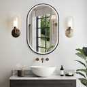 32"x20" Oval Led Mirror for Bathroom, Black Metal Framed Lighted Vanity Mirror with Lights, Anti-Fog Light Up Mirror with 3 Colors Dimmable, Frontlit, Shatterproof, Horizontal/Vertical