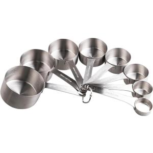 Smithcraft Measuring Cup Set of 8 Stainless Steel Measuring Cups18/8(304) Steel Material Heavy Duty 8 Measuring Cups and 1 Ring Set of 9