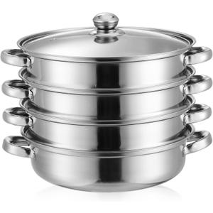 DOITOOL Stainless Steel 4 Tier Steamer Cooking Pot With Lid - Steam Soup Cookware