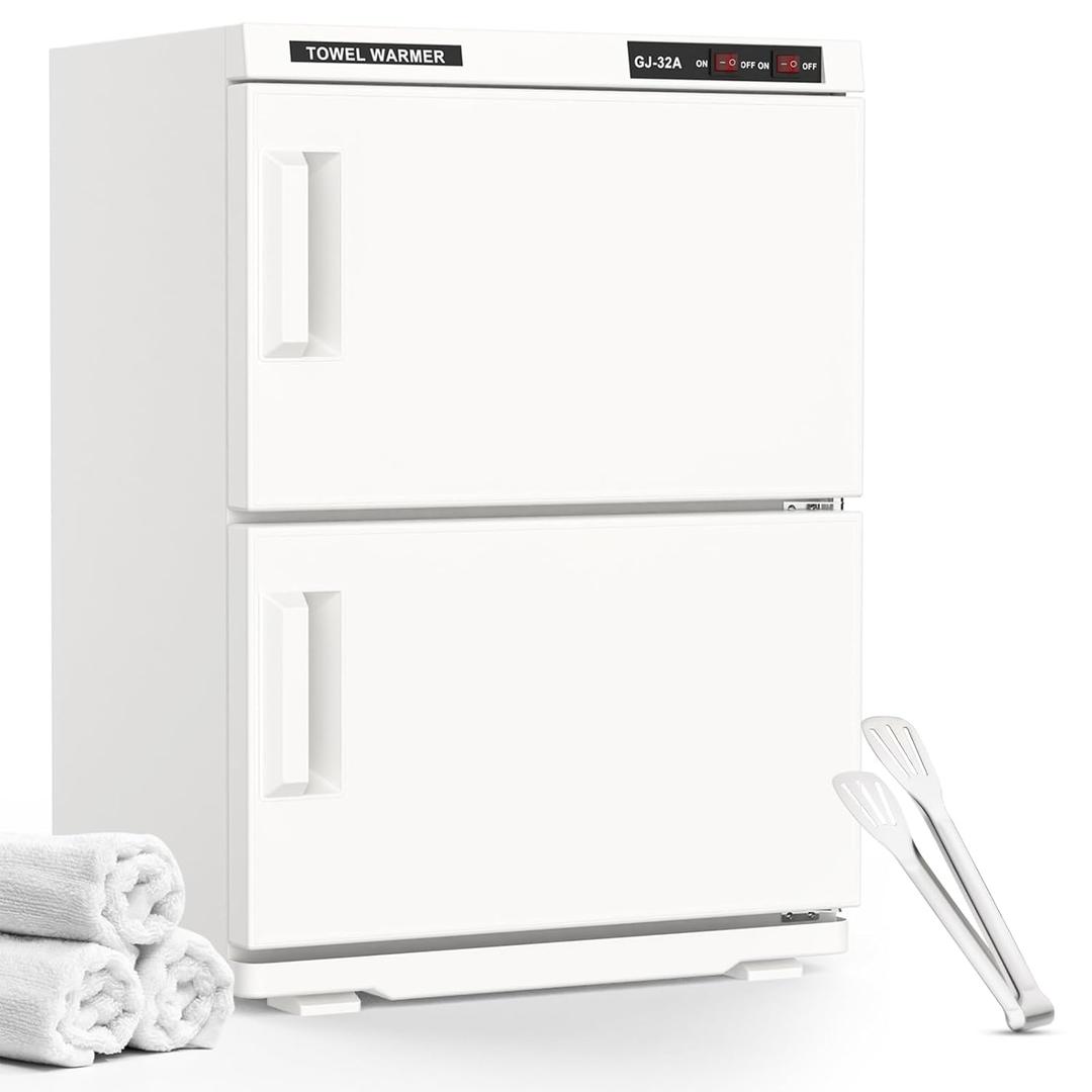 32L Hot Towel Warmer Cabinet, Towel Warmer for Spa Salon, Professional Large Capacity Towel Double Cabinet for Bathroom, Esthetician (pure white, 32L)
