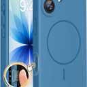 Miracase Magnetic for iPhone 17 Case, Compatible with MagSafe, Integrated Silicone Camera Control Cover, 3.0mm Thicken Shockproof Drop Protection Phone Case for 17,Capri Blue