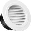 5 Inch Round Air Vent, HG Power ABS Louver Grille Cover with Built-in Screen Mesh, White Soffit Vent for Bathroom Office Kitchen Ventilation - Opening Size 4.56"