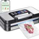 95Kpa Powerful Precision Pro Vacuum Sealer, with 10-in-1 Functions, Easy-Lock Handle, Double Heat Seal & Double Pump, Vacuum Sealer Machine for Food with Bags Storage, Built-in Cutter, Stainless Steel