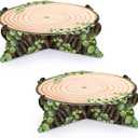 Zopeal 2 Pcs Woodland Cupcake Stand Wooden Cupcake Stand Decoration Western Cake Holder Camping Cake Holder for Woodland Baby Shower Decoration Forest Safari Birthday Party Supplies (Green Leaf)