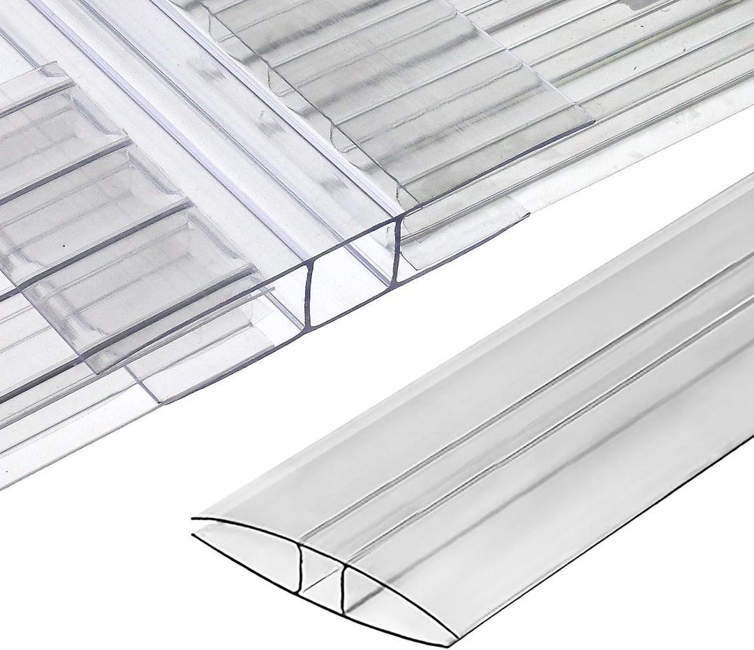 Polycarbonate Greenhouse Panels (H Connectors) - 0.15" Thick, Fits 4mm Twin-Wall Polycarbonate Panels, Join 2 Pieces of Panels Together, 4-Foot Length, 10 Pieces (H Connectors 4mm, 4ft)