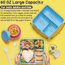 Fimibuke Bento Lunch Box for Kids Adult, 3-4 Compartment 60OZ Toddler Lunch Box Container with Leakproof 8OZ Insulated Food Jar, Sauce Jar, Utensil for School Boys Girls, BPA-Free Dishwasher Safe