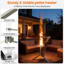 Pellet Heater 50 Inch Patio Heaters for Outdoor Use Stainless Steel Wood Pellet Patio Heater Modern Flame Viewing Experience Pellet Fire Pit for Courtyards, Patios, Camping