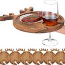 Maxcheck 6 Pcs Christmas Charcuterie Boards 12 Inch Wine Appetizer Plates Acacia Wood Xmas Cutting Board Platters Serving Tray Dish Deer Antler Cocktail Plate with Wine Holder Decor for Kitchen Gift