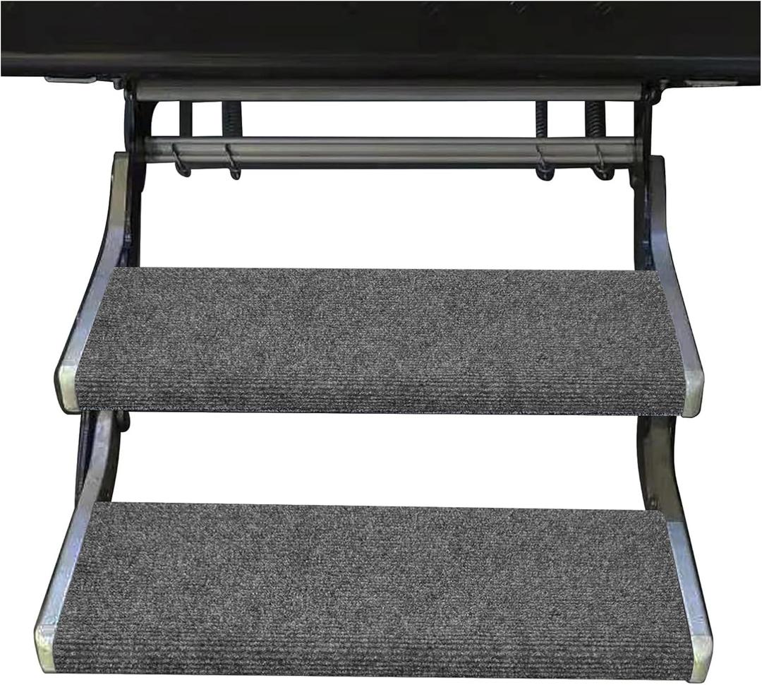 RV Step Covers 2 Pack, 18-23 Inch Wide RV Step Rug Camper Stair Cover for Manual & Electric RV Steps (23" Width, 10-11" Depth, Grey)
