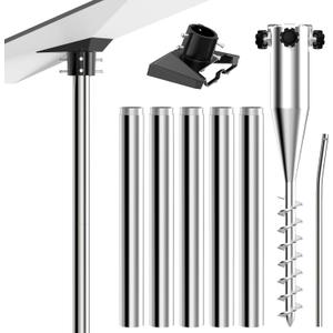 Gen 3 Pole Mount for Starlink, Stainless Steel Starlink Ground Mounting Kit with 5 Pole, No Dig Ground Anchor, Gen 3 Pipe Adapter(Aluminum Alloy), Star Link Mounts for Yard Lawn Ground