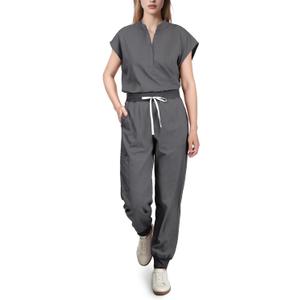 Scrubs for Women Set, Cool Stretch Jogging Scrub Nurse Uniform Set, Comfortable Breathable Scrub Tops and Scrub Pants (Large, Dark Grey)