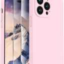 FireNova for iPhone 14 Pro Case, Silicone Upgraded [Camera Protection] Phone Case with [2 Screen Protectors], Soft Anti-Scratch Microfiber Lining Inside, 6.1 inch,Chalk Pink