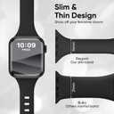 Thin Slim Band and Case Compatible for Apple Watch Bands Women Men 40mm 44mm 42mm 46mm 41mm 45mm, Silicone Sport Strap Cover and Screen Protector for iWatch Series 11/10/9/8/7/6/5/4/SE 3 (Black)