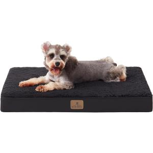 Bedfolks Orthopedic Dog Bed for Medium Dogs - Egg Foam Dog Crate Bed with Removable Waterproof Cover, Pet Bed Mat Suitable for Dogs and Pets Up to 35 lbs (30 x 20 x 3 inches, Black)