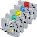 5-Pack Compatible Brother P Touch Label Tape Multicolors TZe-231 tz431 531 tze-631 731 12mm 0.47 Laminated Label Maker Tape Work for PT-D210 H110 D220 D410 D600, Black on White/Red/Blue/Yellow/Green