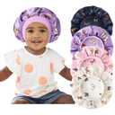 4 Pcs Silk Bonnet for Sleeping Kids Bonnets for Girls Baby Satin Sleep Cap Hair Wraps for Curly Natural Hair Elastic Wide Band,Butterfly (C01)