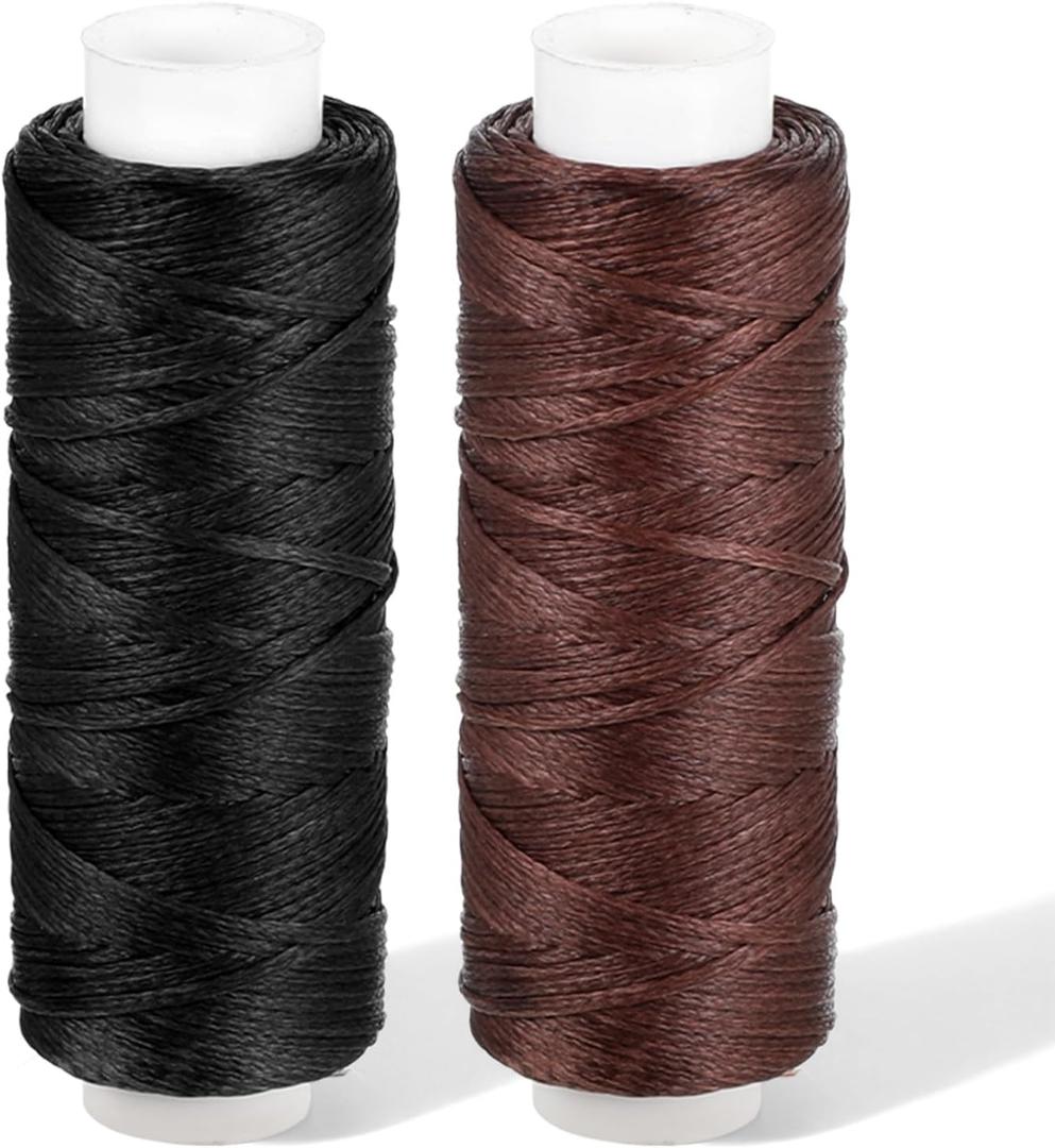 32.8 Yards Waxed Thread, 0.8 mm Leather Thread for Hand Sewing, 2 Colors Heavy Duty Upholstery Threads Thick Sewing Threads Waxed String for Bookbinding, DIY Crafts, Shoes Repair