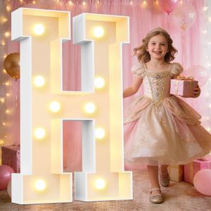 Pooqla Marquee Letters, 3FT Light Up Letters, Giant Marquee Letters 3 Feet Tall for Birthday Decoration, Large LED Letter Sign for Homecoming Baby Shower Wedding Party Decoration Letter H