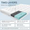 NEXHOME PRO 3 Inch Dual Layer Memory Foam Mattress Topper Queen Size, Ultra Soft Breathable Bamboo Cover & Protective Grey Inner Cover, Cooling Gel Bed Topper with 2 Pillowcases, 60"x80"