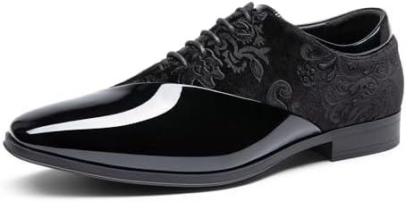 Bruno Marc Men's Dress Tuxedo Shoes Classic Patent Velvet Lace-up Formal Caden Oxford, Size 9