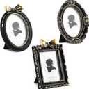 Vicenpal 3 Pcs Tiny Picture Ornate Frames 2.5 x 3.5 Inch Small Vintage Oval Picture Frames Gold Vintage Baroque Ornate Antique Resin Frame Table Top Display Frame for Home Wedding Decor (Black Gold)