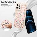 Case for iPhone 12 Pro Silicone Phone Case with Strap for Women Girls Cute Floral Flowers Pattern, Adjustable Soft Finger Strap Kickstand Protective Cover, Floral