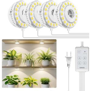 SANSI Puck Grow Lights for Indoor Plants, 20W 4-Head Plant Light with Timer
