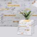 Art3d 10-Sheet Peel and Stick Stone Overlay Kitchen Backsplash Tile - Volakas White Embellished with Metal Gold (11.7" x 12")