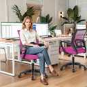 BestOffice Ergonomic Office Chair | Mid-Back Swivel Desk Chair | Pink, 22D x 22W x 35.2H in