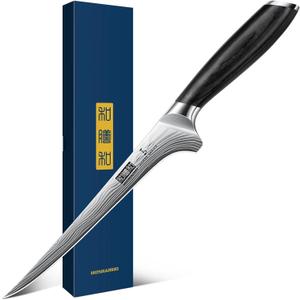 HOSHANHO Fillet Knife 7 Inch, Razor Sharp Boning Knife for Meat Poultry Chicken Cutting, Japanese High Carbon Powder Steel Fish Knives with Flexible Blade and Pakkawood Handle
