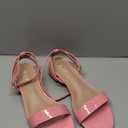 Women's Ankle Strap Sandals, Low Block Heel, Open Toe Summer Dress Shoes with Buckle Closure 41 Patent Pink