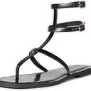 The Drop Women's Casper Gladiator Thong Ankle Sandal, Black, 7.5