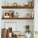 QEEIG Floating Shelves for Wall 31.5" Long - Wall Mounted Shelf Bathroom Kitchen Living Room Bedroom Farmhouse Home Decor Display Bookshelf Large 31.5 x 9.3 inch Set of 2, Rustic Brown (008-80BN)