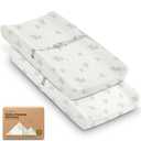 2-Pack Organic Changing Pad Covers for Girl, Boy, Neutral - 100% Cotton Changing Table Pad Cover, Soft Baby Nursery Diaper Changing Pad Sheets, Contour Changing Pads Liners, Change Pad Cover (Elly)