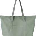 Canvas Tote Bag with External Pocket Extra Large Canvas Tote Bag Heavy Duty Grocery Shopping Bags Weekender Bag (Grey)