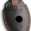 for Mercedes Key fob Cover. Compatible with Mercedes Benz C E R S M, GLA, GLE, GLS, GLK CLA, CLK, AMG 3 Button Smart Leather Car Key Protector Case Shell Chain Accessories/ Black