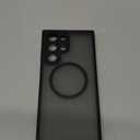 CANSHN Designed for Samsung Galaxy S22 Ultra Case [Full Camera Protection] [Compatible with MagSafe] Translucent Matte Shockproof Protective Phone Cover 6.8 Inch - Black