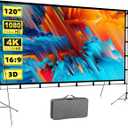Outdoor Projector Screen with Stand 120 Inch, Vamvo Portable Projector Screen Indoor Outdoor with Carry Bag, 16:9 4K HD Movie Screen for Home Backyard Theater
