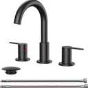 QFN Matte Black Bathroom Faucets 3 Hole, 8 Inch Widespread Vanity Sink Faucet with Aerator, 2 Handle 360 Swivel High Arc Spout, Spot-Free Finish, cUPC NSF Certified and CEC & DOE Compliant
